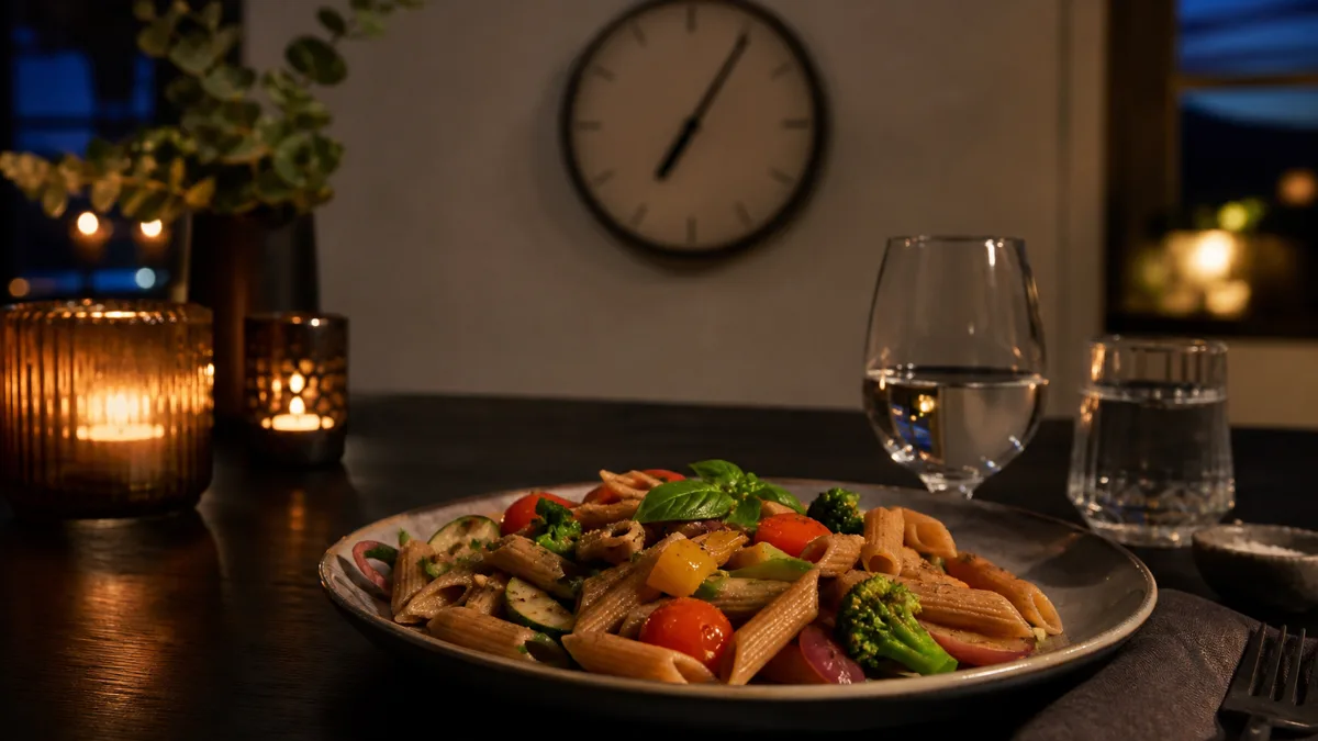 Abendessen mit kohlenhydratreichen Lebensmitteln auf dem Tisch