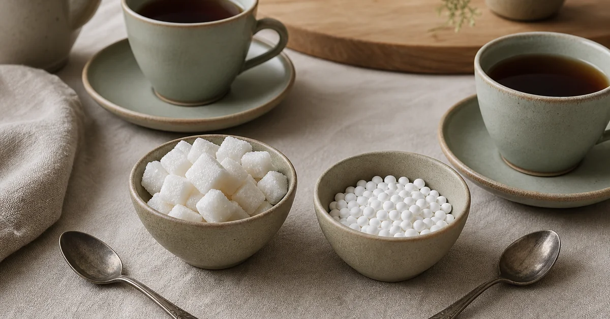 Süßstoff und Zuckerwürfel im Vergleich